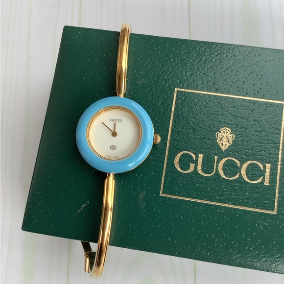 Ladies GUCCI bangle watch w/ interchangeable bezels🌸🌺🌼 - Picture 9 of 12